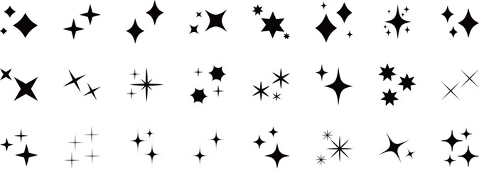 Stars set icons.Shine icons. Christmas vector symbols isolated.Sparkle star icons. 