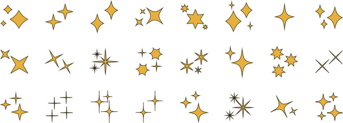 Stars set icons.Shine icons. Christmas vector symbols isolated.Sparkle star icons. 