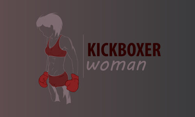 The girl is a fighter, a kickboxer. Poster. Logo. Vector illustration.