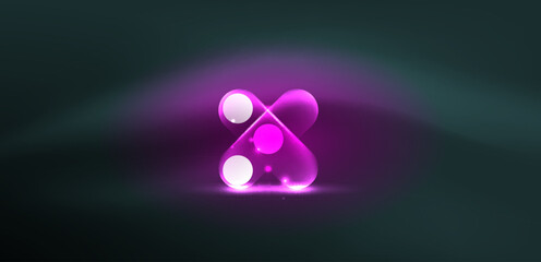 Abstract glowing neon light techno circles background