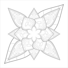 Colouring Page for Adult for Fun and Relaxation. Hand Drawn Sketch for Adult Anti Stress. Decorative Abstract Flowers in Black Isolated on White Background.-vector