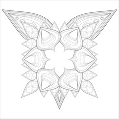 Colouring Page for Adult for Fun and Relaxation. Hand Drawn Sketch for Adult Anti Stress. Decorative Abstract Flowers in Black Isolated on White Background.-vector