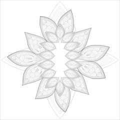 Colouring Page for Adult for Fun and Relaxation. Hand Drawn Sketch for Adult Anti Stress. Decorative Abstract Flowers in Black Isolated on White Background.-vector