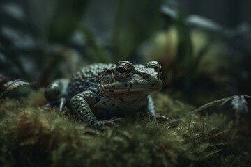 frog in the hreen forest. Generative AI