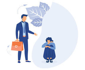  concept of support for those under stress, a young man holds out his helping hand to another in a state of depression, flat vector modern illustration 