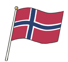 子供が手書きしたようなノルウェーの国旗のイラスト