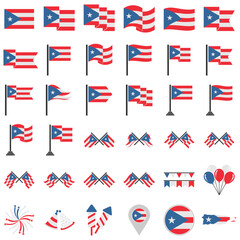 Puerto rico flags icon set, Puerto rico independence day icon set vector sign symbol