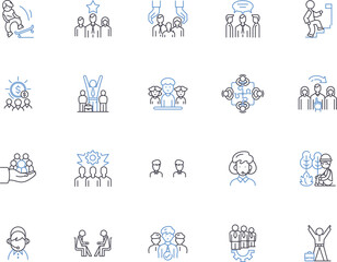 Casual people outline icons collection. Casual, People, Relaxed, Unconcerned, Unpretentious, Easygoing, Laid-back vector and illustration concept set. Comfort, Low-key, Cheerful linear signs