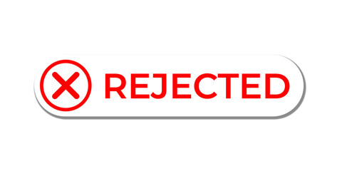 rejected icon stamp red design with cross mark icon transparent template