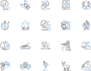 Wild nature outline icons collection. Wild, Nature, Animals, Wilderness, Trees, Natural, Scenery vector and illustration concept set. Landscape, Terrain, Forests linear signs