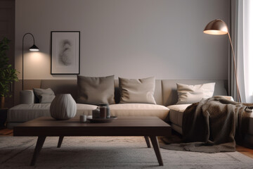 living interior with sofa,  Generative AI