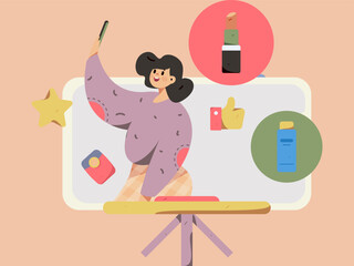 Holiday Shopping E-Commerce Online Shopping People Flat Vector Concept Operation Hand Drawn Illustration
