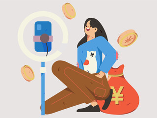 Holiday Shopping E-Commerce Online Shopping People Flat Vector Concept Operation Hand Drawn Illustration
