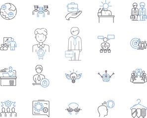 Fototapeta premium Executive administration outline icons collection. executive, administration, management, leadership, strategy, planning, organization vector and illustration concept set. delegation, communication