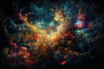 Obraz na płótnie Canvas Cosmic Bliss: A Vibrant Journey Through the Colors of the Mind's Universe Generative AI 8