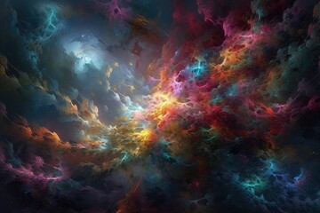 Obraz na płótnie Canvas Cosmic Bliss: A Vibrant Journey Through the Colors of the Mind's Universe Generative AI 4