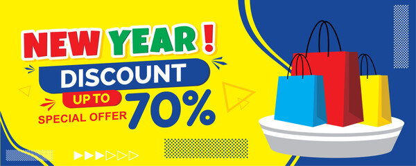 Discount New Year Banner Vector