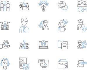 Leadership skills outline icons collection. seperateLeadership, Skills, Persuasion, Assertiveness, Communication, Motivation, Decision-Making vector and illustration concept set. Problem-Solving