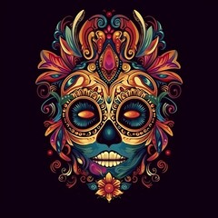 Dia de los muertos, Maxican mask girl, Generative Ai