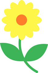 Cute little sunflower illustration on a white background