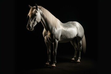 Obraz na płótnie Canvas unicorn, full-length isolated on black. Generative AI