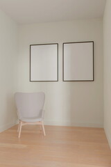 Photo frame mock up.living room design. empty room design interio. 3d rendering