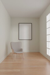 Photo frame mock up.living room design. empty room design interio. 3d rendering