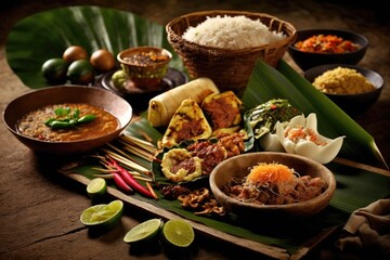 numerous varieties of Indonesian cuisine. various bali food from Indonesia. Generative AI