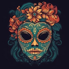 Dia de los muertos, Maxican mask girl, Generative Ai