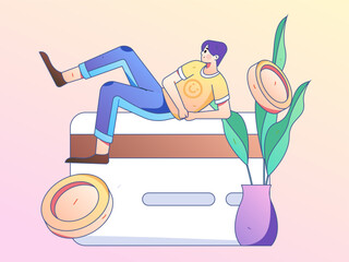 Internet finance and wealth management investment flat vector concept operation hand drawn illustration
