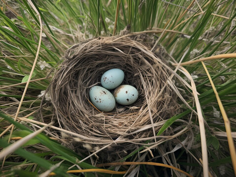 A Birds Nest with Speckled Robins Eggs | Generative AI