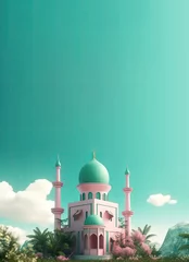 Fototapeten lantern ramadan islamic, eid mubarak banner with generative AI  © Daunhijauxx