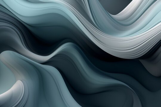 A Beautiful Abstract Vibrant Wallpaper In Gray And Blue, Style Of Flowing Fabric. Generative AI