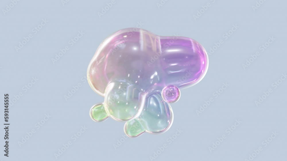 Aufkleber transforming liquid blobs in a metaball animation. 3d abstract colorful metaballs in the background.