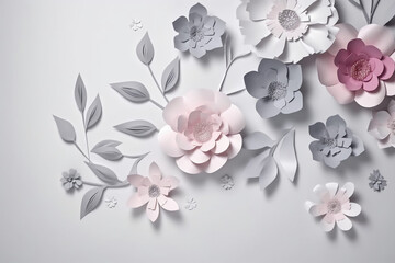 flowers on light gray background. Generative AI
