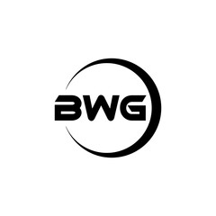 BWG letter logo design with white background in illustrator, cube logo, vector logo, modern alphabet font overlap style. calligraphy designs for logo, Poster, Invitation, etc.
