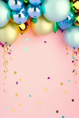 background birthday with ballons generative AI