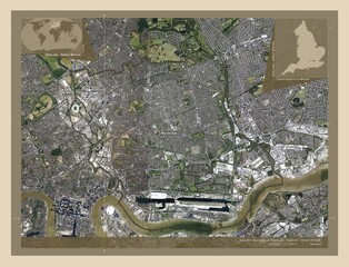 London Borough of Newham, England - Great Britain. High-res satellite. Labelled points of cities