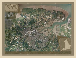 Medway, England - Great Britain. High-res satellite. Labelled points of cities