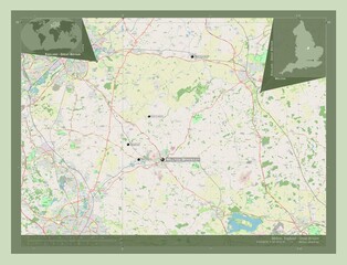 Fototapeta na wymiar Melton, England - Great Britain. OSM. Labelled points of cities