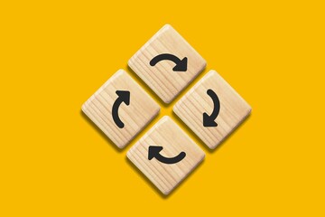 Set of wooden cubes blocks on background