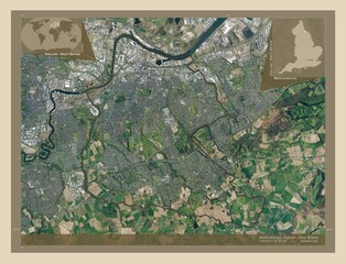 Middlesbrough, England - Great Britain. High-res satellite. Labelled points of cities
