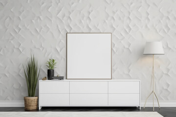 White frame mock up white wall background, Modern living room decor,  Generative AI