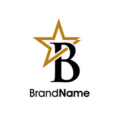 Elegant Initial B Gold Star Logo