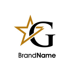 Elegant Initial G Gold Star Logo