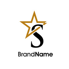 Elegant Initial S Gold Star Logo