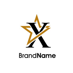Obraz premium Elegant Initial X Gold Star Logo