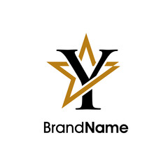 Obraz premium Elegant Initial Y Gold Star Logo