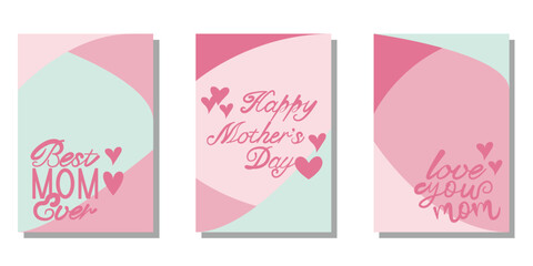 Set of Mother's day template. Happy mother's day message greeting card. Mother's day template collection. Vector illustration. 