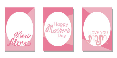 Set of Mother's day template. Happy mother's day message greeting card. Mother's day template collection. Vector illustration. 